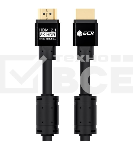 Кабель GCR 2.0m HDMI 2.1, черный, 8K 60Hz, 4K 144Hz, динамический HDR, 4:4:4, Ultra HD, 48.0 Гбит/с, 3 Х экран, ферритовые фильтры, GCR-53660