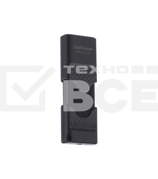 Флеш диск GoPower SLIDER 4GB USB2.0 пластик черный матовый (1/50/1000)