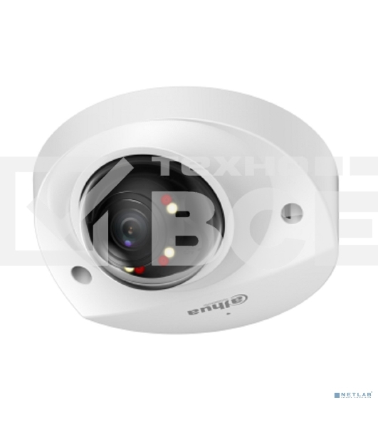 Уличная мини-купольная IP-видеокамера SmartDualLight DAHUA DH-IPC-HDBW2249FP-AS-IL-0280B 2Мп, 1/2.8” CMOS, объектив 2.8мм, видеоаналитика, микрофон, ИК 30м, LED 30м, IP67, IK10, металл