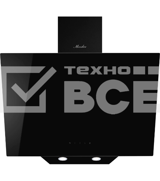 Наклонная вытяжка Monsher AMIENS 50 Noir, ширина 50 см, отвод/рециркуляция, 700 м3/час, сенсорное управление, 3 скорости, светодиодное освещение 2*1 Вт, металлические жироулавливающие фильтры, угольный фильтр KM 101 (опция), цвет: чёрный ПРОМО