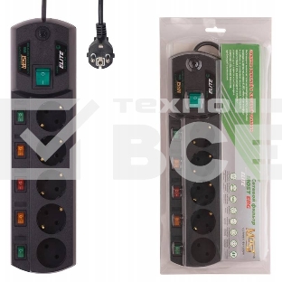 Сетевой фильтр Most ERG 2 м (5 розеток) черный (коробка)