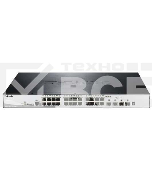 Управляемый стекируемый коммутатор D-Link DGS-1510-28XMP/A1A SmartPro с 24 портами 10/100/1000Base-T с поддержкой РоЕ и 4 портами 10G Base-X SFP+