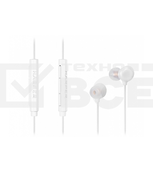 Проводные наушники Harper HV-802 белый, внутриканальные, проводной, jack 3.5 мм