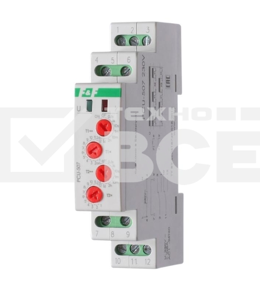 Реле времени PCU-507 (многофункц. два независимых вр. 1 мод. 230В 2х8А 2P IP20 монтаж на DIN-рейке) F&F EA02.001.022