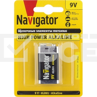Элемент питания алкалиновый Navigator 'крона' NBT-NE-6LR61-BP1 (блист.1шт)