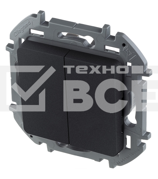 Выключатель 2-клавишный 10AX 250В антрацит