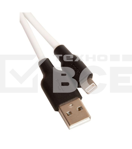 Кабель USB 2.0 hoco X21, силиконовая оплетка, AM/Lightning M, бело-черный, 1м