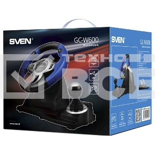 Руль чёрный Sven GC-W600 (виброотдача, педали, джойстик, 12 кн., USB)