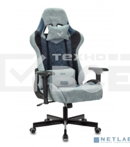 Кресло игровое Бюрократ VIKING 7 KNIGHT BL FABRIC синий текстиль/эко.кожа крестовина металл/пластик