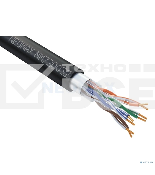 Кабель NEOMAX NM720032-P F/UTP cat.5e 4x2x0.52, 24 AWG, медь, внешний, PE, 305м, черный
