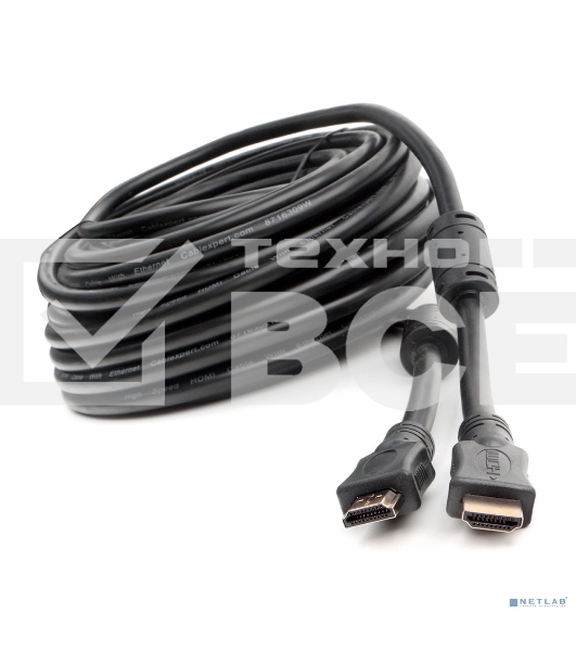 Кабель HDMI Cablexpert CCF2-HDMI4-20M, 19M/19M, v2.0, медь, позол.разъемы, экран, 2 фер.кольца, 20м, черный, пакет