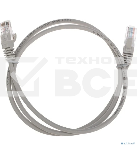 Патч-корд U/UTP, CAT 5e, RJ45-RJ45, 26AWG, ZH нг(А)-HF, серый, 1м  REXANT