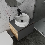 Комплект: тумба Bau Dream Blackwood графит 60, 1 ящик, раковина круглая накладная BAU Element D41, мрамор, смеситель Hotel Black, черный матовый, выпуск клик клак черный, фото7