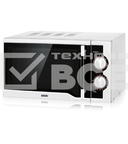 Микроволновая печь BBK 20MWS-712M/WB белый, 20 л, 700 Вт, переключатели - поворотный механизм