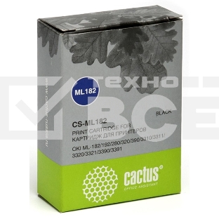 Картридж матричный Cactus CS-ML182 черный, 8мм, 1.6м, 2 400 000 знаков, для OKI ML-182/192/280/320/390
