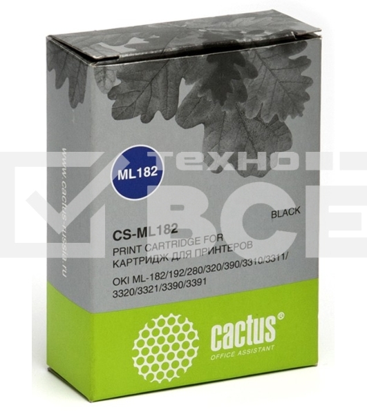 Картридж матричный Cactus CS-ML182 черный, 8мм, 1.6м, 2 400 000 знаков, для OKI ML-182/192/280/320/390