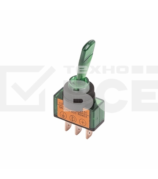 Тумблер 12V 20А (3c) ON-OFF однополюсныйс зеленой подсветкойRexant