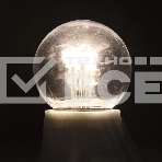 Лампа шар e27 6 LED  Ø45мм - белая, прозрачная колба, эффект лампы накаливания, фото2