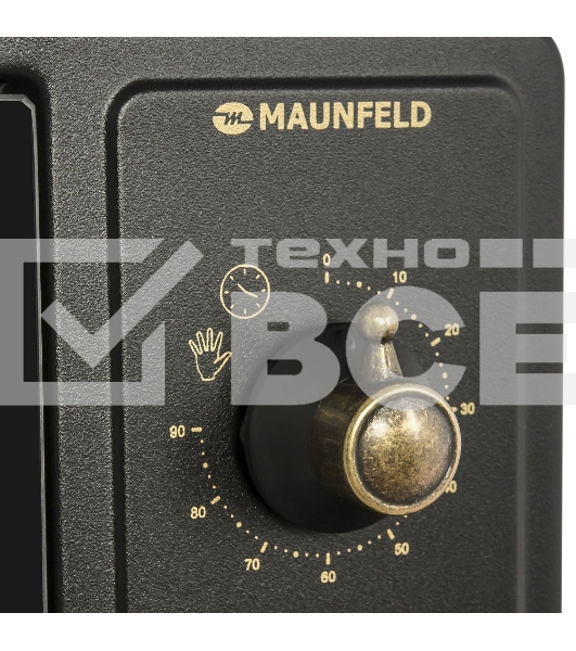 Мини-печь Maunfeld Мини-печь Maunfeld/ ширина 60 см, механическое управление, 45 л,конвекция, черный+стекло,фурнитура бронза