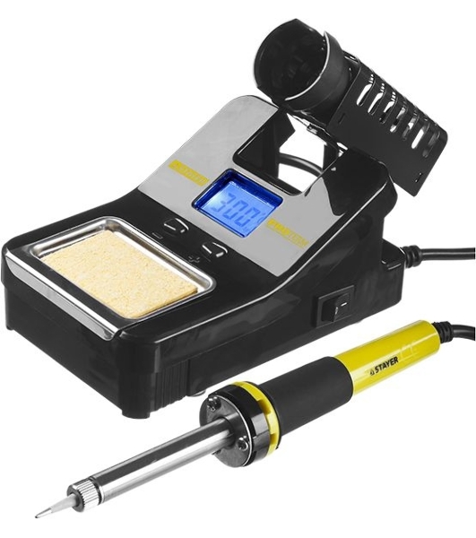 Паяльная станция STAYER 55370 profi цифровая с жк дисплеем диапазон 160-520°c шаг 10°c 48Вт