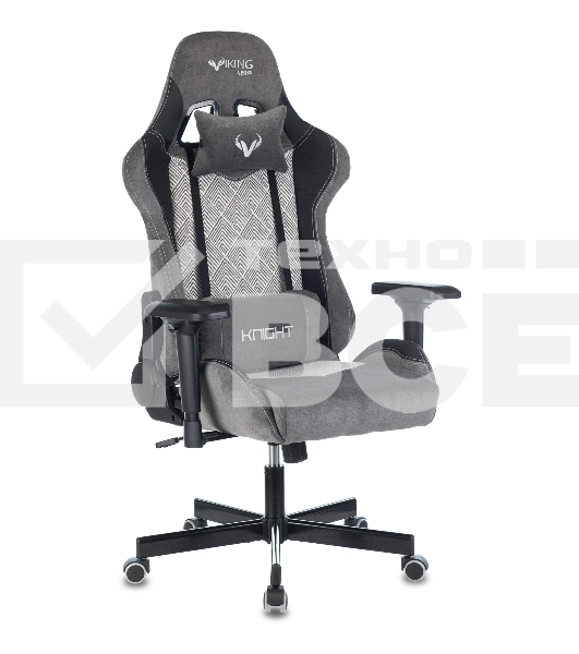 Кресло игровое Zombie VIKING 7 KNIGHT Fabric серый Loft ромбик текстиль/эко.кожа с подголов. крестовина металл