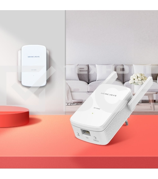 Комплект гигабитных Wi-Fi адаптеров Mercusys Powerline AV1000 Powerline kit with 300Mbps Wi-Fi, plug and play, up to 300 meters over an existing electrical circuit, the kit includes a MP510 and a MP500.