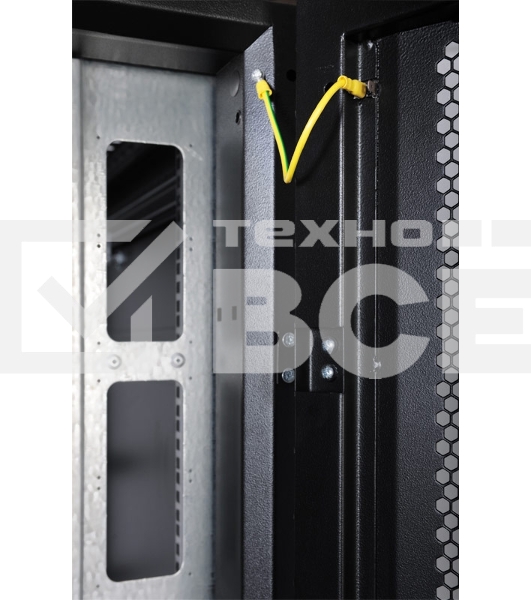 Шкаф серверный ПРОФ напольный 42U (800x1000) дверь перфор., задние двойные перфор., черный, в сборе