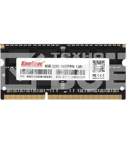 Оперативная память KingSpec, DDR3L, 8GB (1x8 GB), 1600 MHz, CL11, SO-DIMM