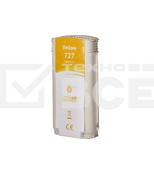 Картридж струйный Sakura B3P21A (№727 Yellow) для HP, желтый, 130 мл.