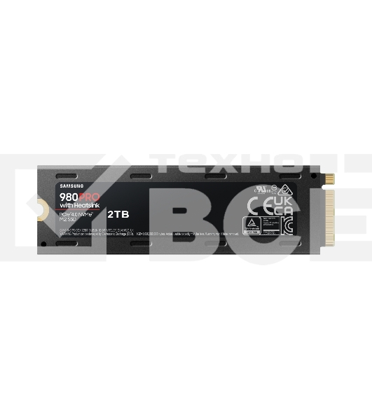 Накопитель SSD Samsung 980 PRO MZ-V8P2T0CW, 2Tb, PCIe 4.0 x4, M.2 2280, NVMe, R/W 7000/5100, с радиатором