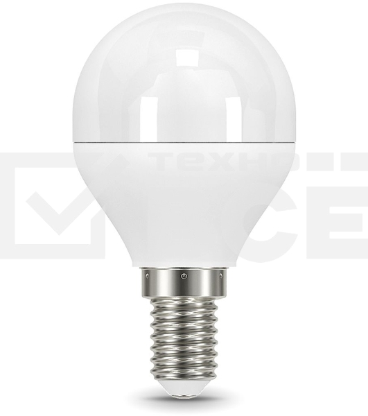 Лампа светодиодная Gauss 6.5Вт цок.:E14 шар 220B 4100K св.свеч.бел.нейт. (упак.:10шт) (105101207)