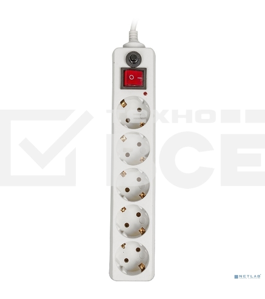 Сетевой фильтр Buro 500SH-5-W 5м (5 розеток) белый (коробка)