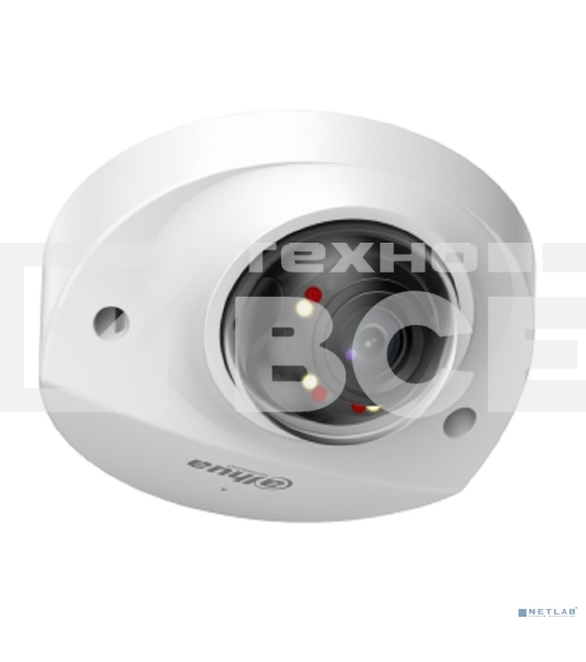 Уличная мини-купольная IP-видеокамера SmartDualLight DAHUA DH-IPC-HDBW2249FP-AS-IL-0280B 2Мп, 1/2.8” CMOS, объектив 2.8мм, видеоаналитика, микрофон, ИК 30м, LED 30м, IP67, IK10, металл