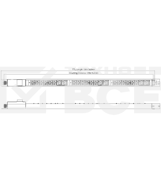 Блок распределения питания Powercom PDU-32AV24-18C3-6C9-3P верт.размещ. 18xC13 6xC19 3x32A IEC 60309 2м