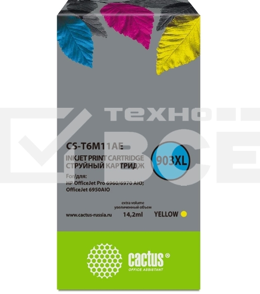 Картридж струйный Cactus CS-T6M11AE №903XL желтый (10 мл) для HP OJP 6950/6960/6970