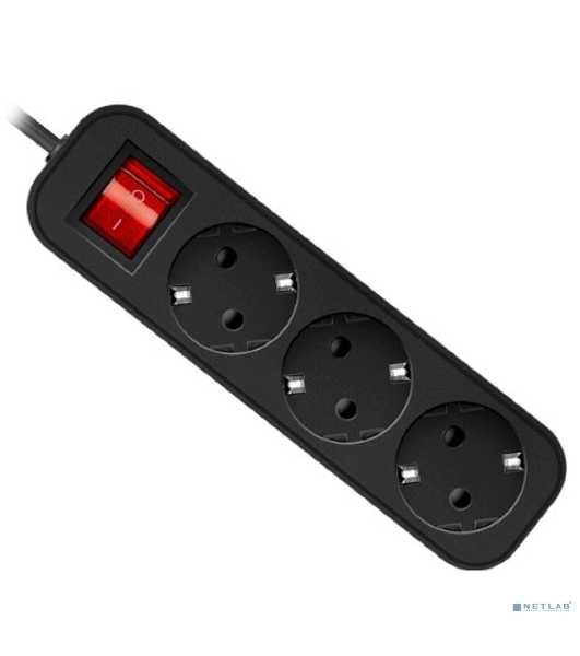 Удлинитель Defender с заземлением G330 Выключатель, 3.0 м, 3 розетки