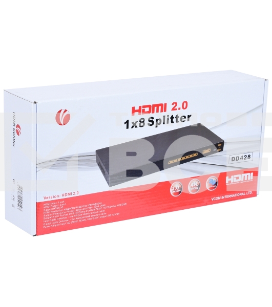 Разветвитель HDMI Spliitter 1=>8  2.0v, VCOM <DD428>