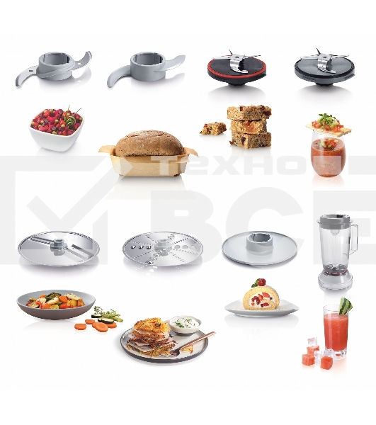 Кухонный комбайн Bosch MCM3501M 800 Вт, Скорости: 2, Блендер 1 л, Чаша 2.3 л, Цвет: черны/серебристый