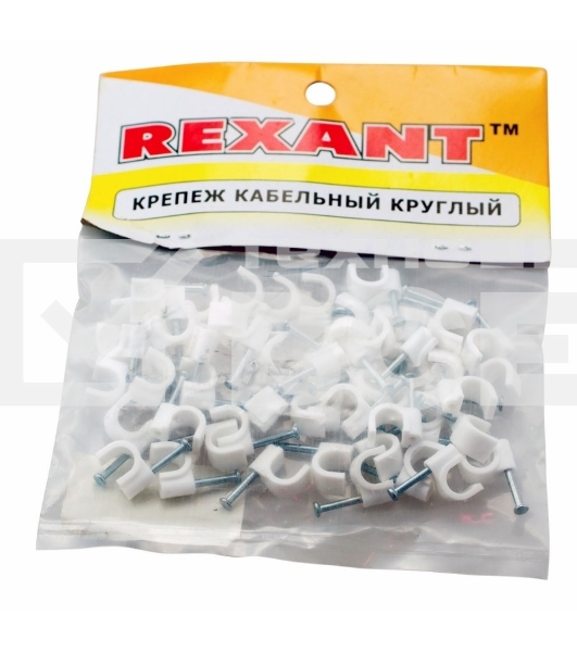 Крепеж кабеля круглый 7 мм, белый (упак. 50 шт)  Rexant