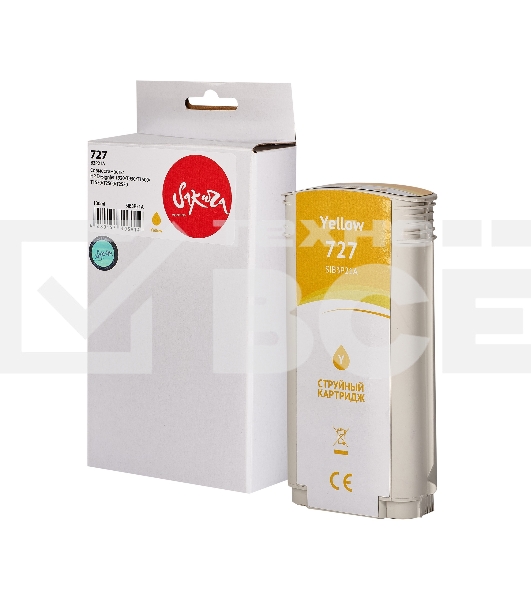 Картридж струйный Sakura B3P21A (№727 Yellow) для HP, желтый, 130 мл.
