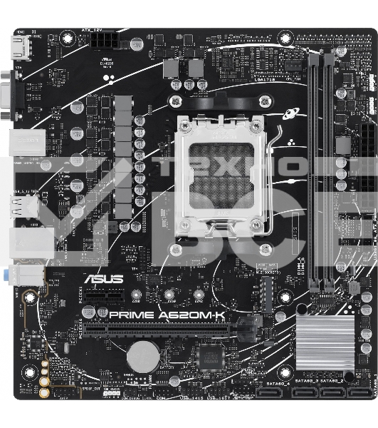 Материнская плата ASUS PRIME A620M-K, AM5, AMD A620, 2xDDR5, 4xSATA, 1xM.2, 1xPCI-E 4.0 x16, 1xPCI-E x1, 1xHDMI, 1xVGA, 1x 1Gb LAN, 4xUSB-A 3.2 Gen 1, 2xUSB-A 2.0, 3x3.5 мм, 7.1, Micro-ATX