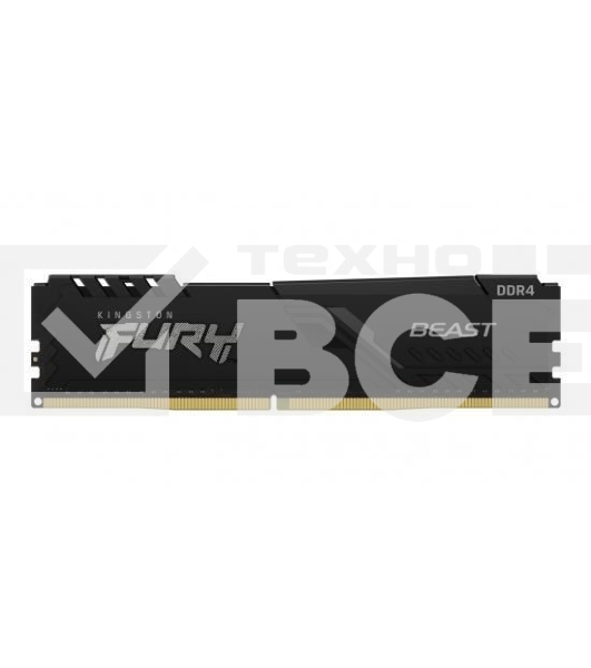 Оперативная память Kingston Fury Beast, DDR4, 16GB (1x16GB), 3200MHz, CL16, с радиатором, чёрный