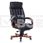 Кресло руководителя Бюрократ T-9922WALNUT/BLACK черный, кожа, крестовина дерево, фото10