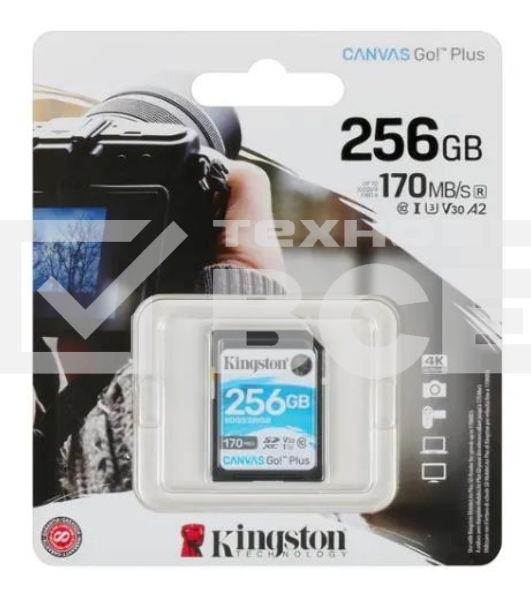 Флеш карта Kingston 256GB SDXC Canvas Go Plus 170R C10 UHS-I U3 V30 EAN: 740617301519