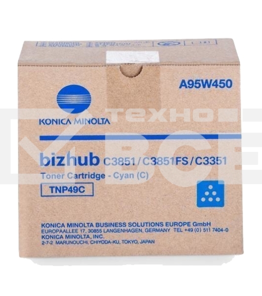 Картридж лазерный Konica-Minolta bizhub C3351/C3851 синий TNP-49C