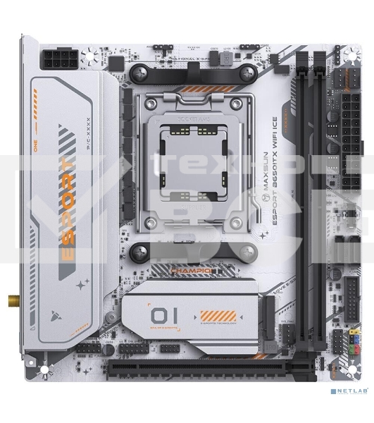 Материнская плата MAXSUN MS-eSport B650ITX WIFI ICE, AM5, AMD B650, 2xDDR5, 2xSATA, 2xM.2, 1xPCIe 5.0 x16, 1xHDMI 1.4, 1xDP, 1x2.5Gb LAN, Wi-Fi 6, Bluetooth 5.2, 2xUSB-A 5Gbps, 4xUSB-A 2.0, 3x3.5 мм, 7.1, Mini-ITX