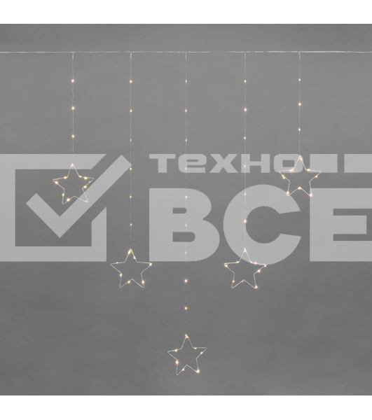 Гирлянда Neon-night светодиодный занавес из росы с фигурами звезд IP20 USB + пульт управления тепл. бел.