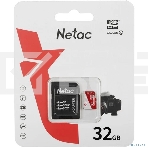 Флеш карта Netac P500 ECO 32Gb MicroSDHC C10 up to 80Mb/s, retail pack with SD Adapter, фото3