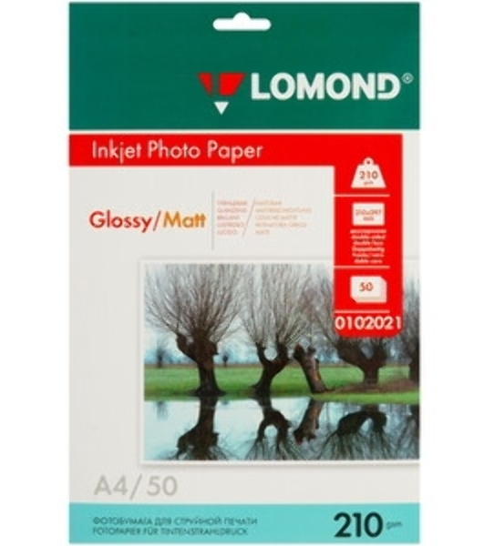 Фотобумага Lomond 0102021 A4/210г/м2/50л./белый глянцевое/матовое для струйной печати