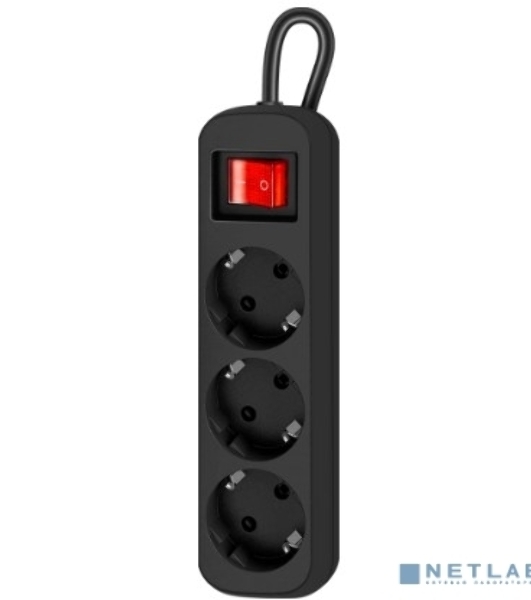 Удлинитель Defender с заземлением G330 Выключатель, 3.0 м, 3 розетки